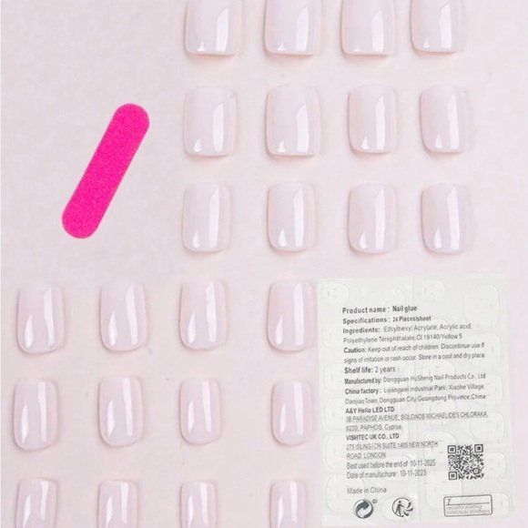 Upgrade Your Look 24pcs Short Square Pink Nail Wraps For Fingers - Picture 3 of 3